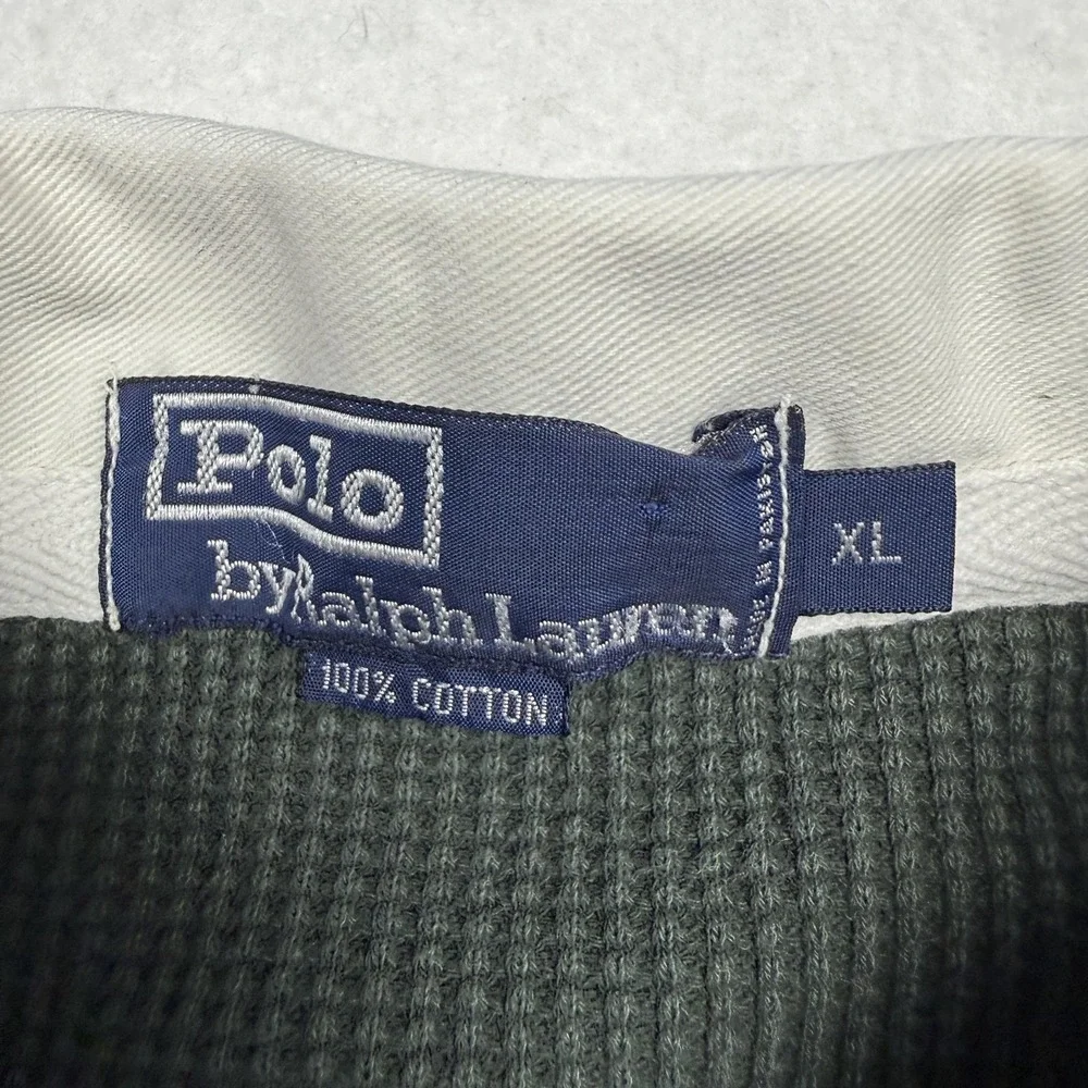 Polo By Ralph Lauren Polo Shirt Mens XL Green Waffle Knit Long Sleeve Pony Logo